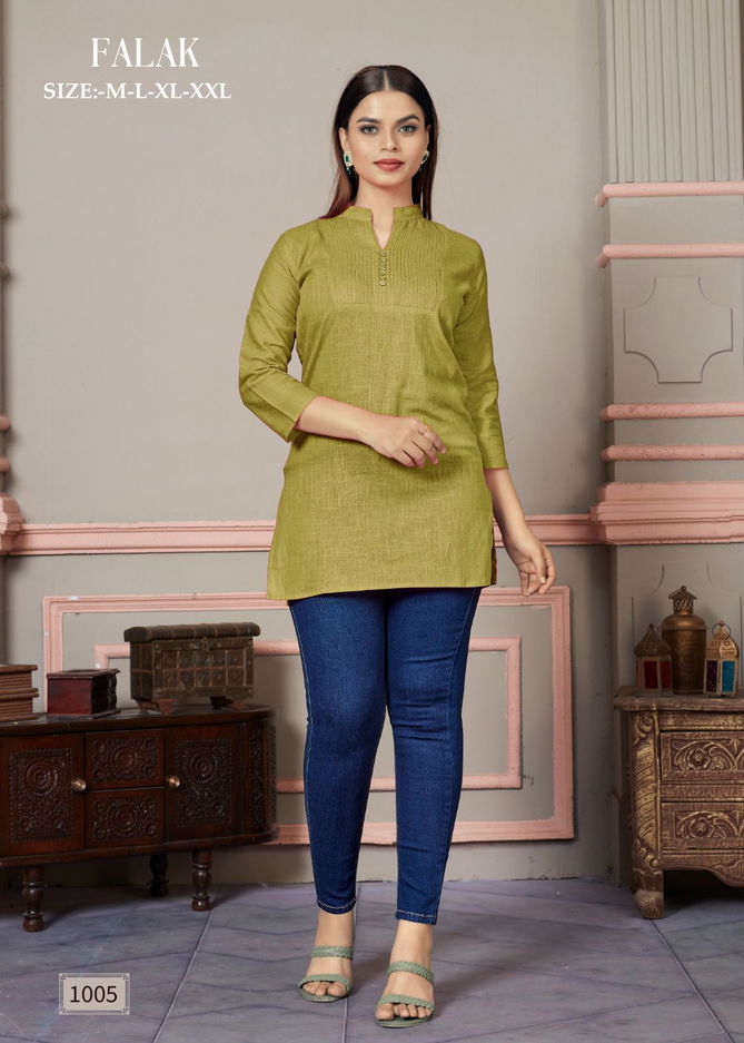 Falak By Sangeet Tunic Slub Cotton Short Kurtis Wholesale Market In Surat